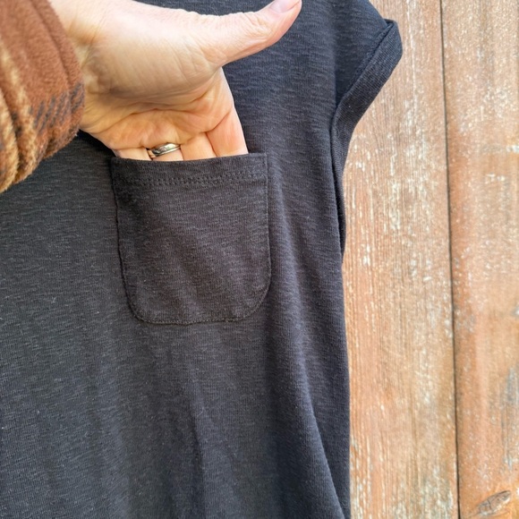 MARLED Women’s Black Charcoal Cap Sleeve Tee Shirt Round Hem Size Small - Picture 2 of 6